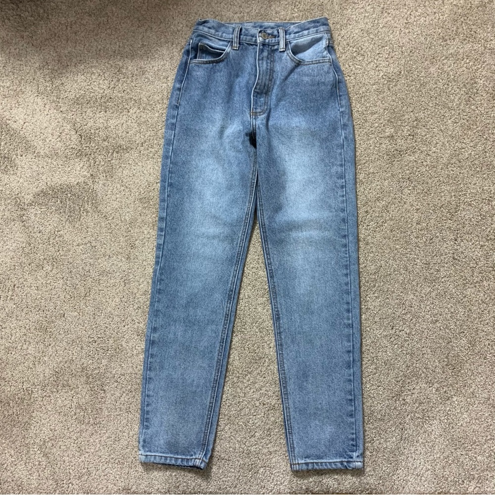 JOHN GALT Indigo Blue HIGH Waist RISE Tapered MOM 100% Cotton DENIM JEANS  5